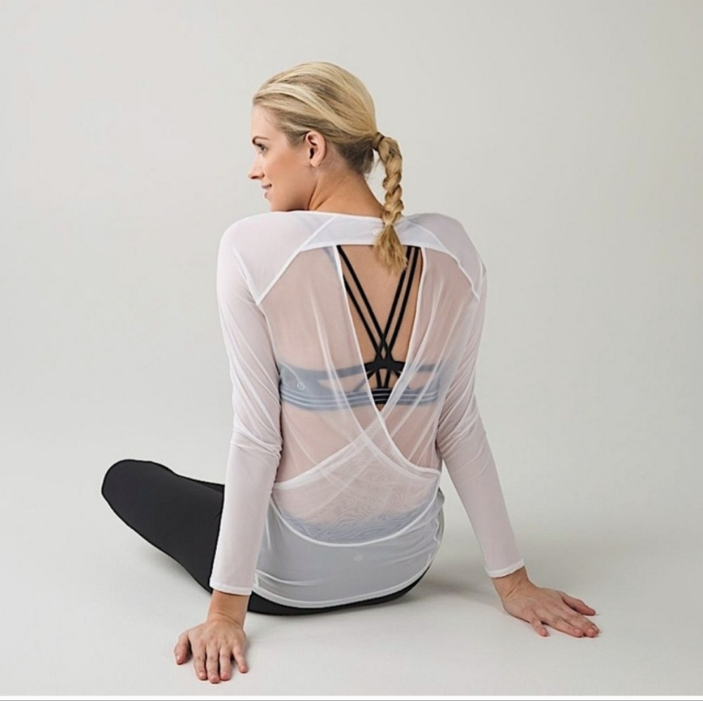 lululemon athletica White Sheer Long Sleeve Top